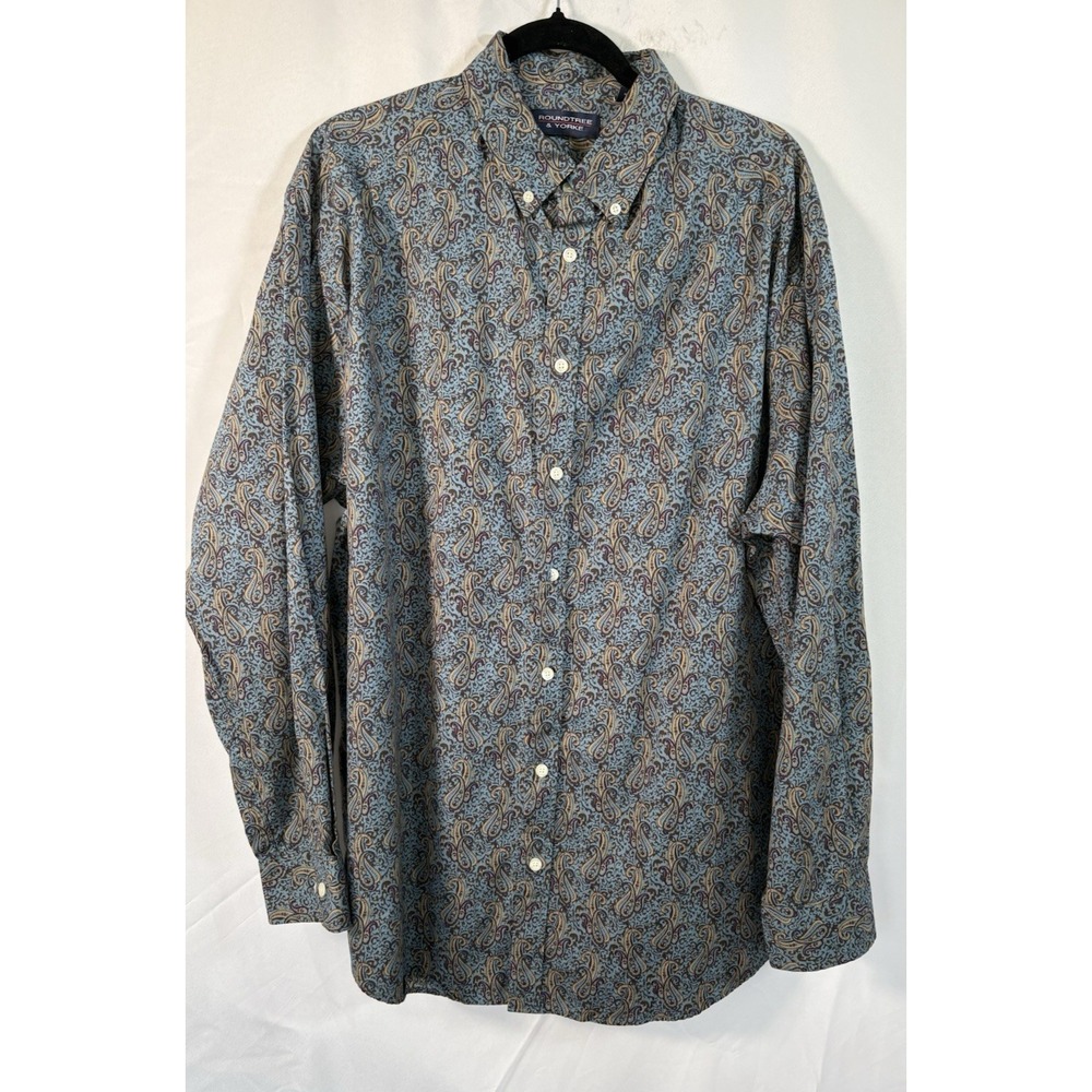 Roundtree & Yorke shirt size XLT Paisly long sleeves button‎ up